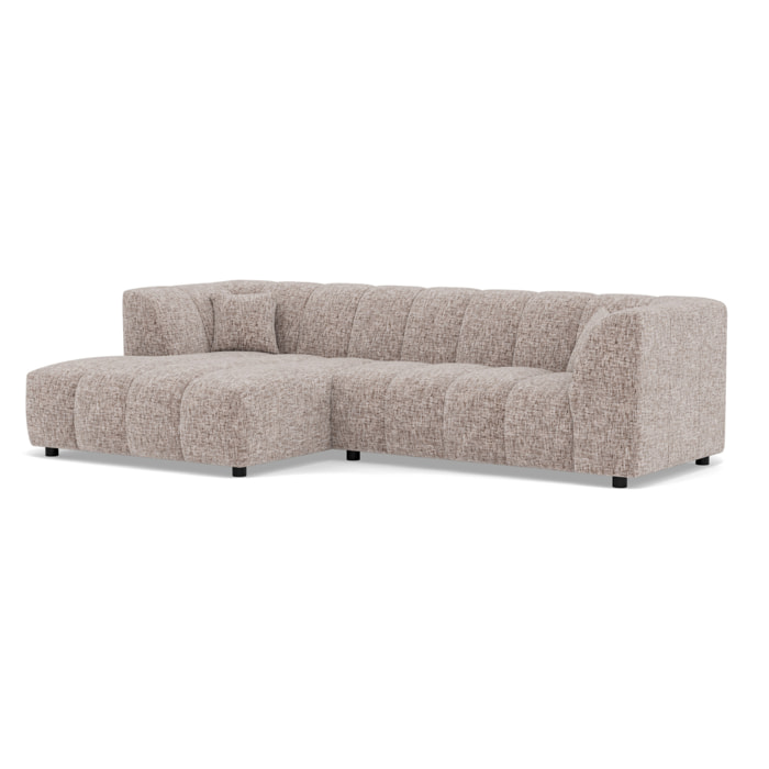 Curtis - canapé d'angle gauche 4 places avec accoudoir en tissu texturé - Taupe