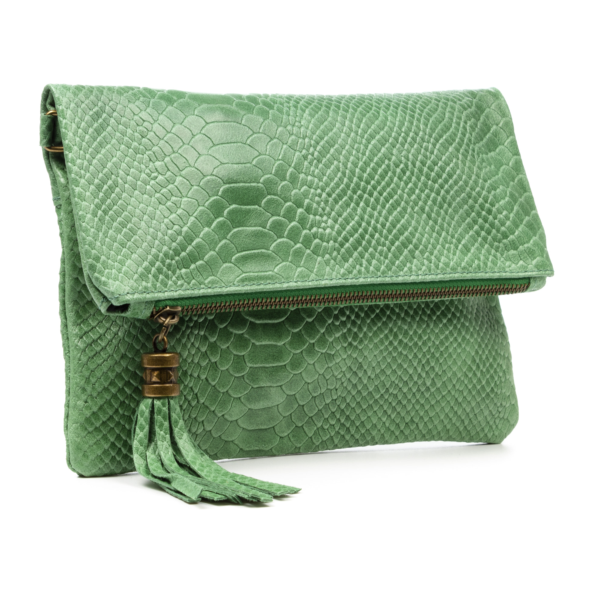 Alzano borsa a tracolla donna. Vera pelle scamosciata stampa serpente.