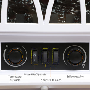 Chimenea Eléctrica 1000W/2000W Chimenea Decorativa con Ventana Efecto de Llama Brillo Ajustable y Protección Sobrecalentamiento para 15-30 ãŽ¡ 45x28,5x54 cm Blanco