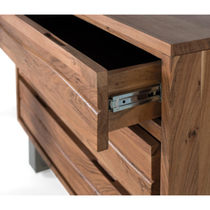 Cómoda de Madera de Acacia 91 Cm Estilo Rústico Moderno