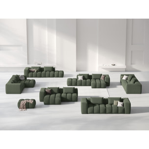 Canapé d'angle gauche modulable "Lorella" 3 places en tissu structurel vert olive foncé