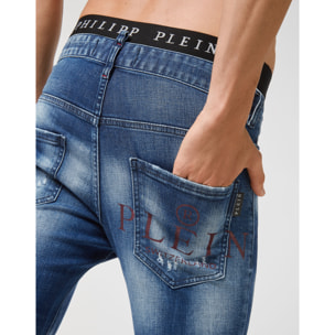 PHILIPP PLEIN Denim Trousers Skinny Destroyed Iconic Plein
