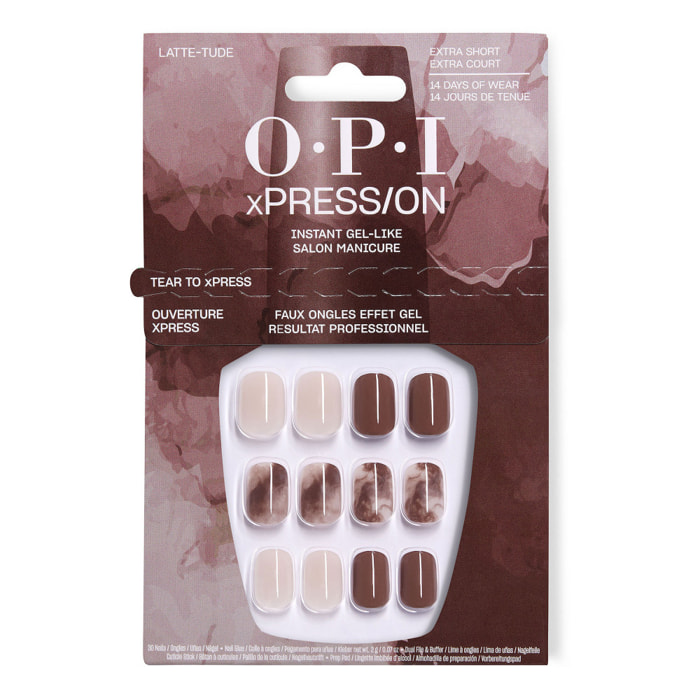 xPRESS-ON - Latte-tude - Faux ongles réutilisables, effet gel - OPI