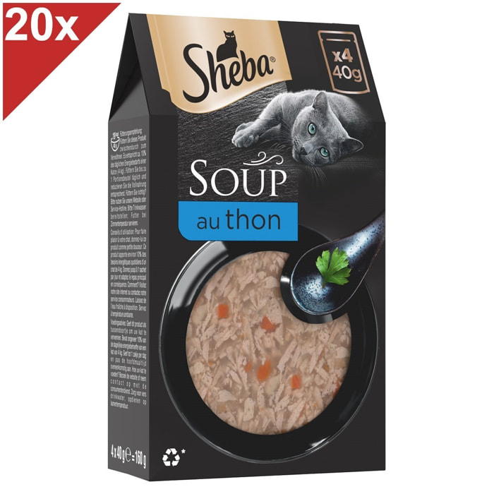 SHEBA Soupe 80 Sachets fraîcheur au thon pour chat 40g (20x4)