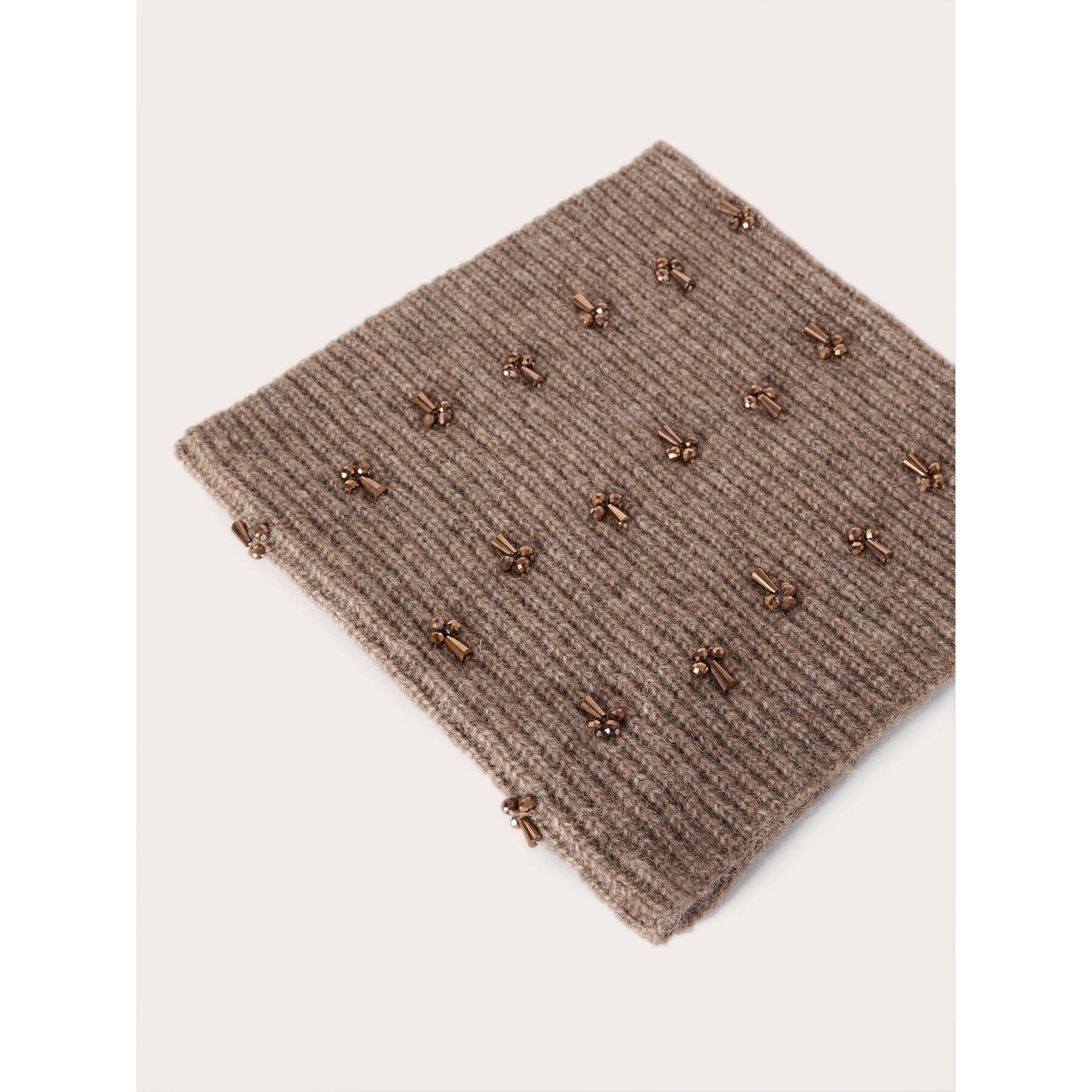 Motivi - Scaldacollo in maglia con pietre - Marrone