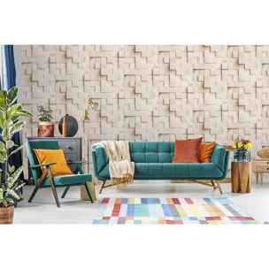 Papier peint cubes bois clair relief moderne