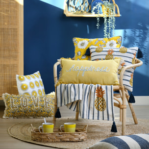 Coussin rectangulaire happiness - Jaune