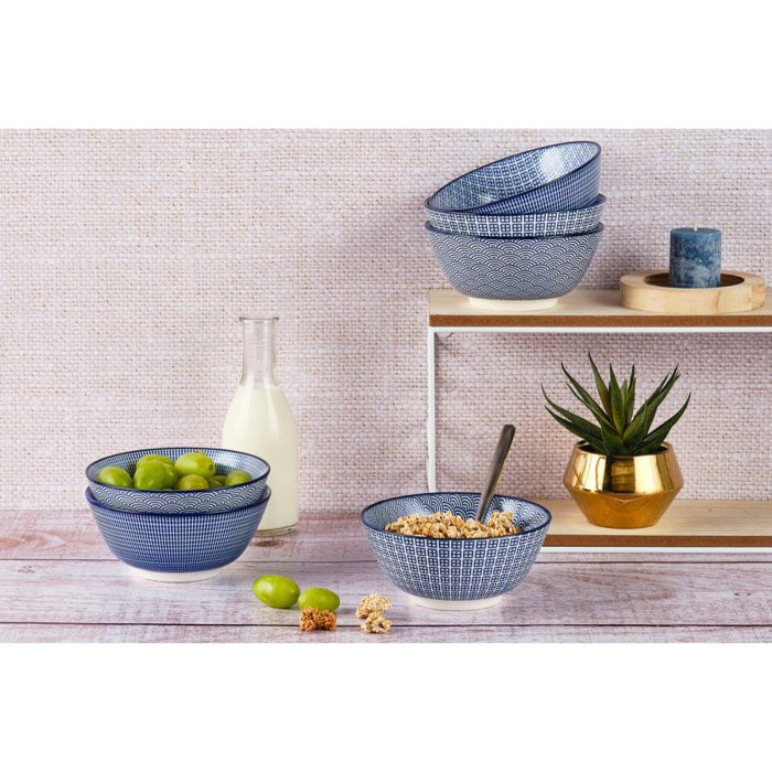 Bol PATTERN Ø15cm - 6 pièces - Dark blue