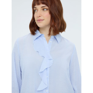 Fiorella Rubino - Camicia con volant e fiore - Azzurro