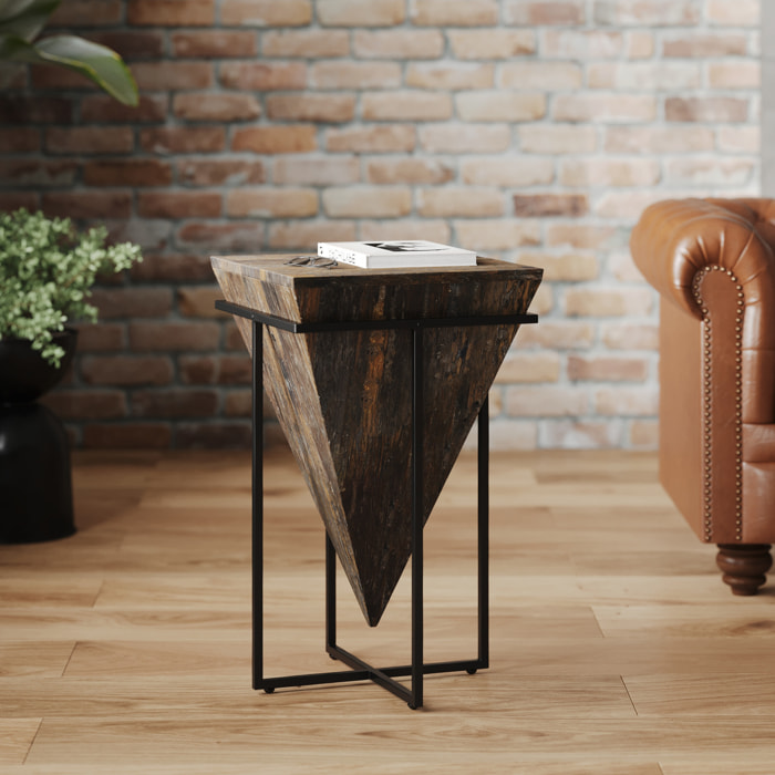 Grande table d'appoint en bois et métal - Kara