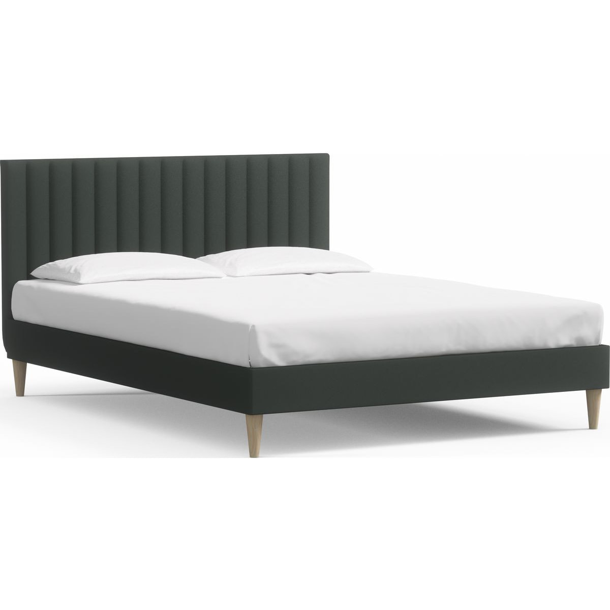 Lit adulte en velours avec tête de lit matelassée - ELIOT