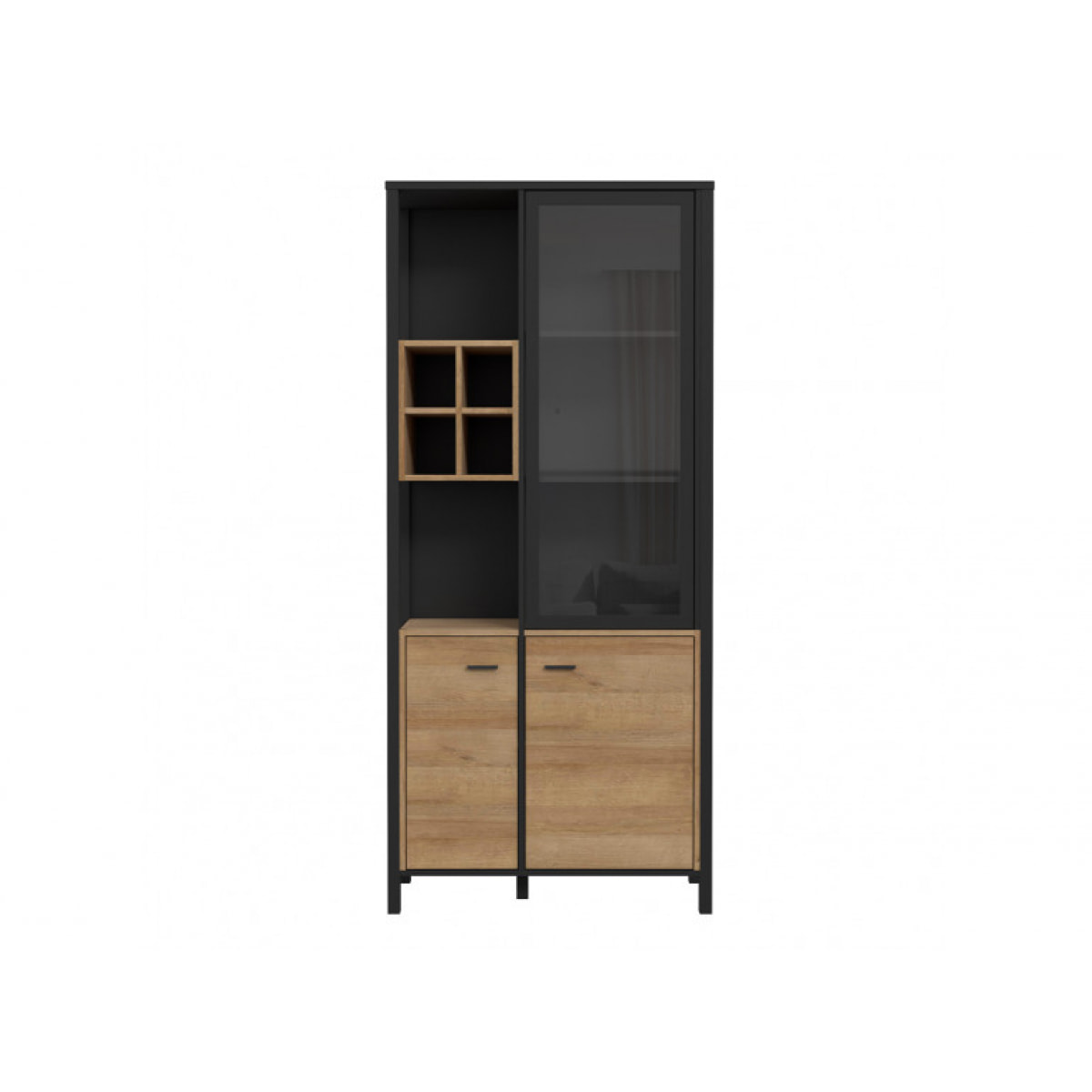 Vitrine multiples rangements en bois effet chêne - MIAMI