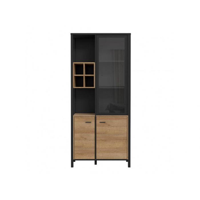 Vitrine multiples rangements en bois effet chêne - MIAMI