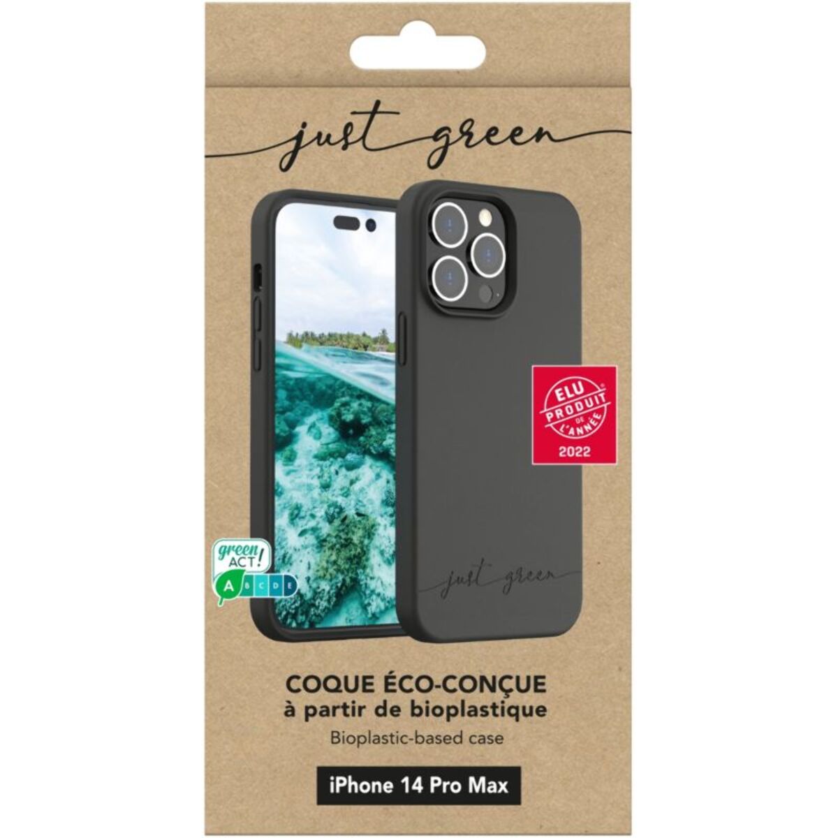 Coque JUST GREEN iPhone 14 Pro Max Bio noir