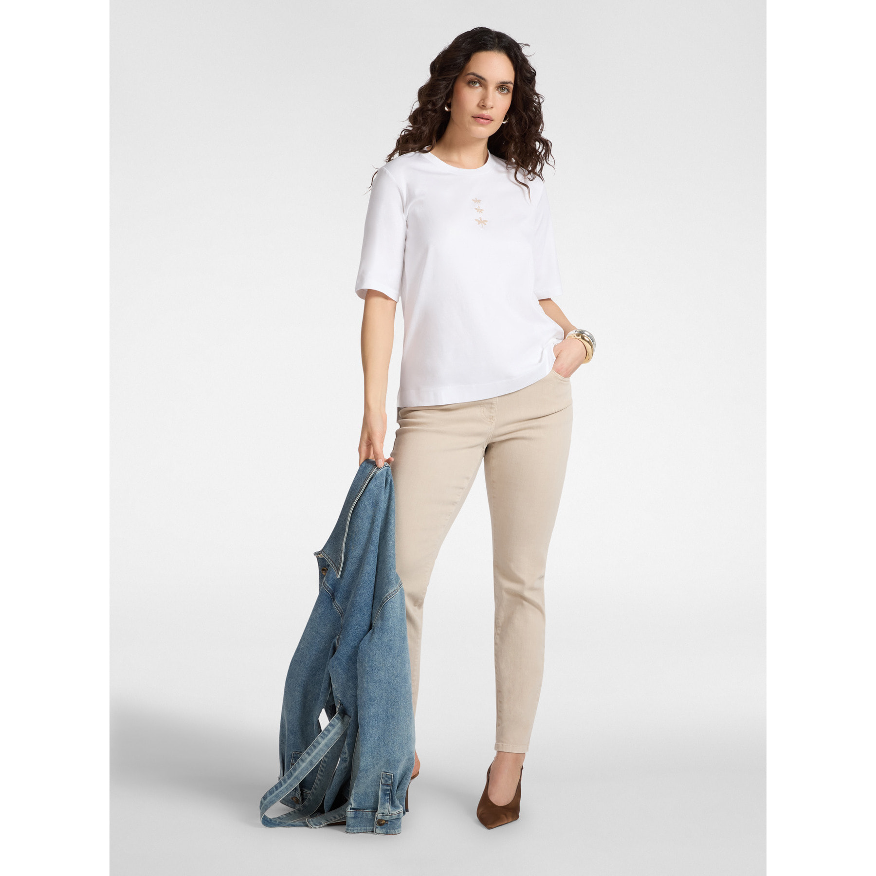 Elena Mirò - Camiseta de algodón con libélulas - Blanco