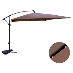 Parasol Bulle LED déporté 3 x 3 m chocolat DAVAGNA