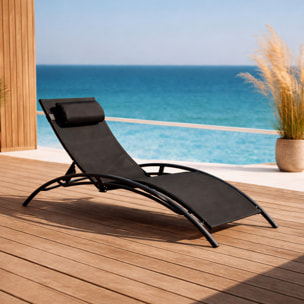 VERGARA Transat ajustable et empilable avec pieds en acier noir