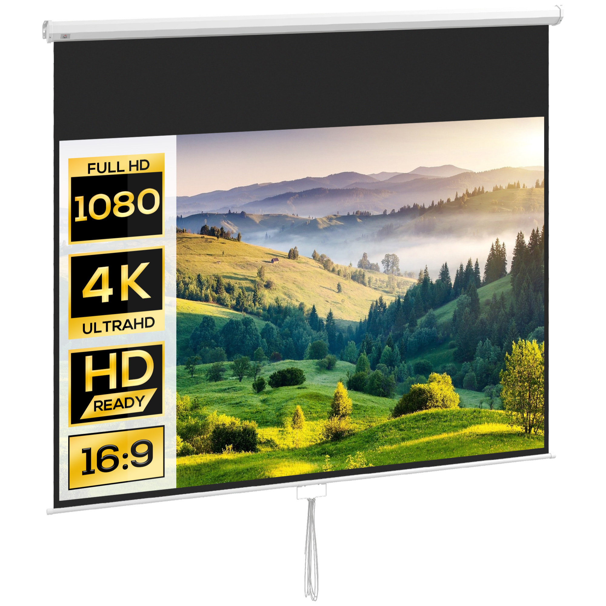 Écran de projection home-cinéma TV format 16:9 120 pouces 4K HD métal PVC blanc