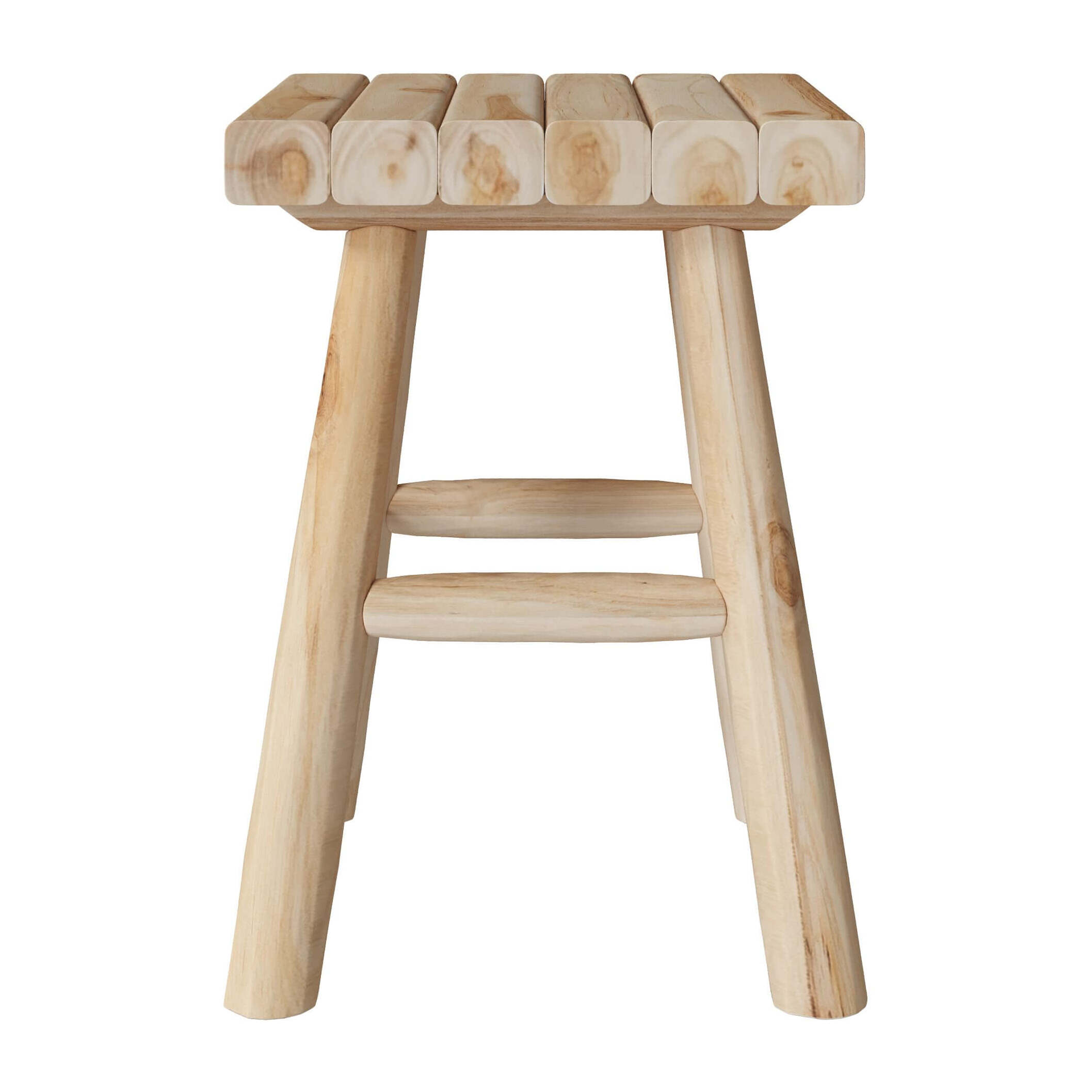 Tabouret de jardin carré en bois de teck brut H40 cm - Makam