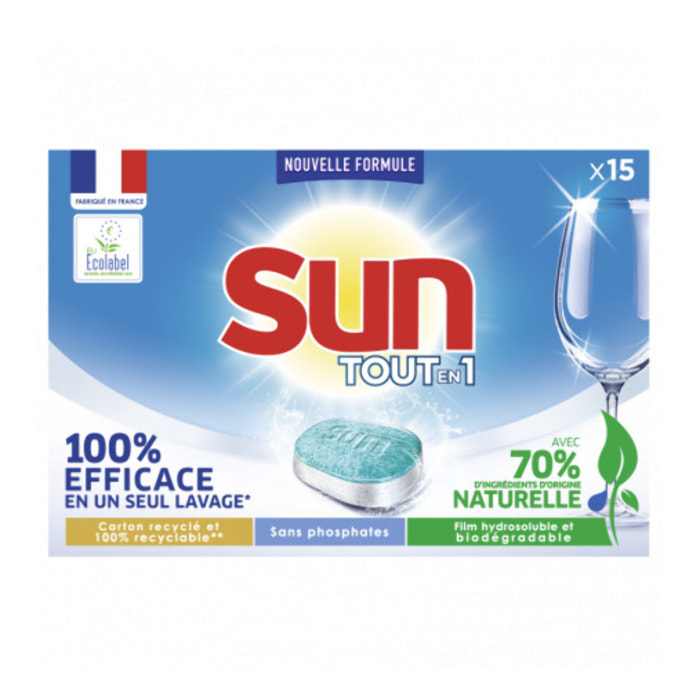 Sun Tablettes Lave-Vaisselle Tout En 1 Standard 15 Lavages