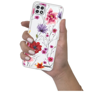 Coque Samsung Galaxy A22 5G 360 intégrale transparente Fleurs Multicolores Tendance Evetane.