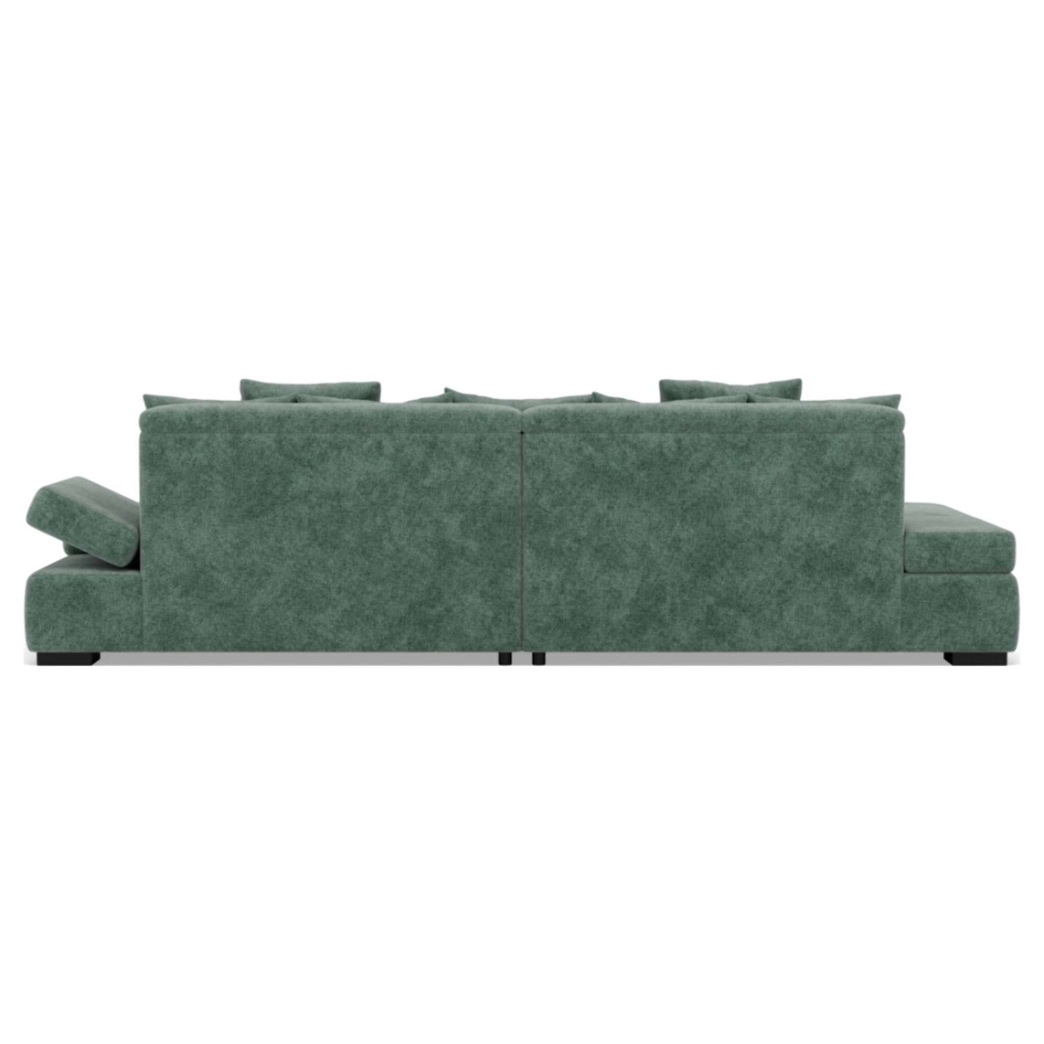 Vermont - canapé droit 4 places avec double méridienne - assise profonde - en velours texturé - Vert