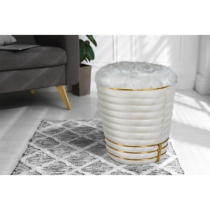Pouf Doric 345 in tessuto avorio e oro
