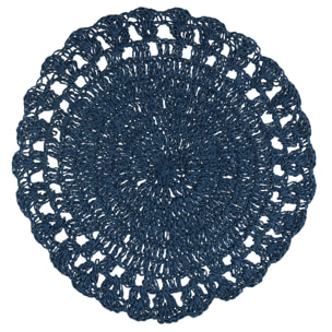Tovaglietta in carta con ricamo blu tondo cm ø38