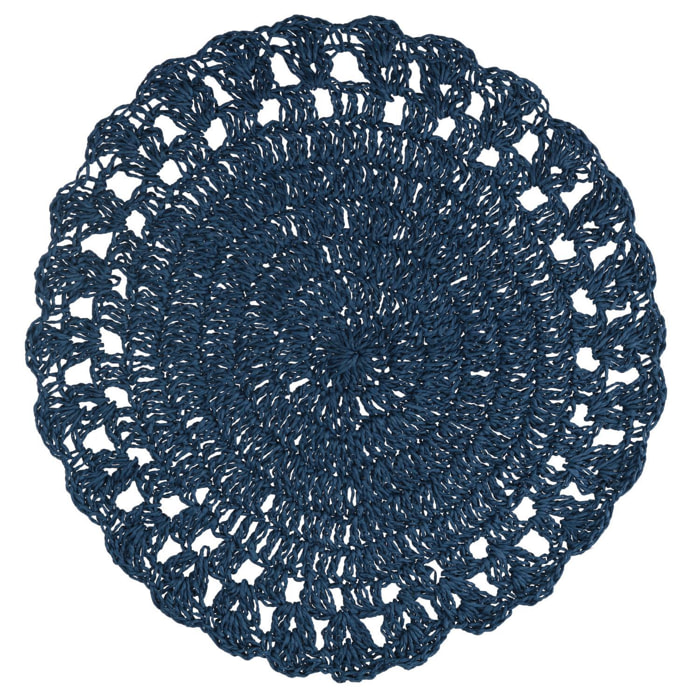 Tovaglietta in carta con ricamo blu tondo cm ø38