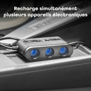 Chargeur allume cigare TNB Station de charge 65W 7 en 1  USB-C noir