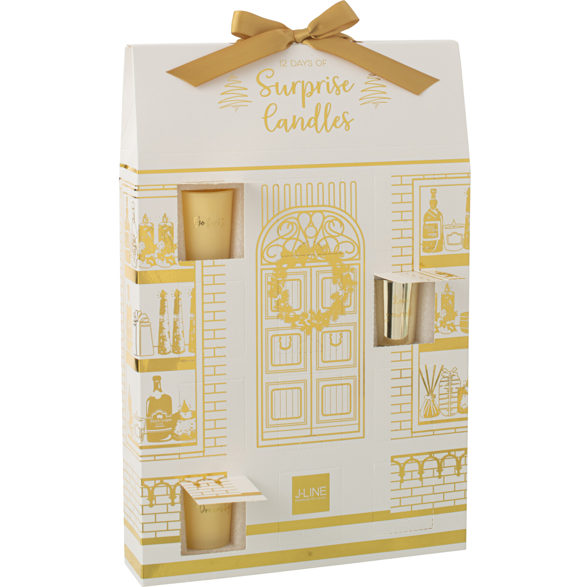 J-Line bougie parfumée Surprise Window - noir/or - 12 bougies