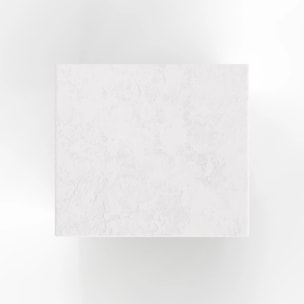 Table de chevet en plâtre blanc cassé et bois d'acacia - Fira