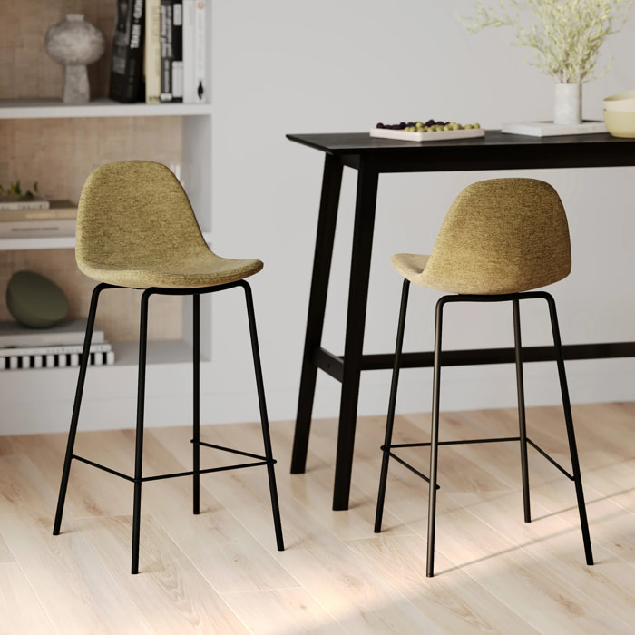 Lot de 2 chaises pour îlot central en tissu vert kaki 65,5 cm - Henrik