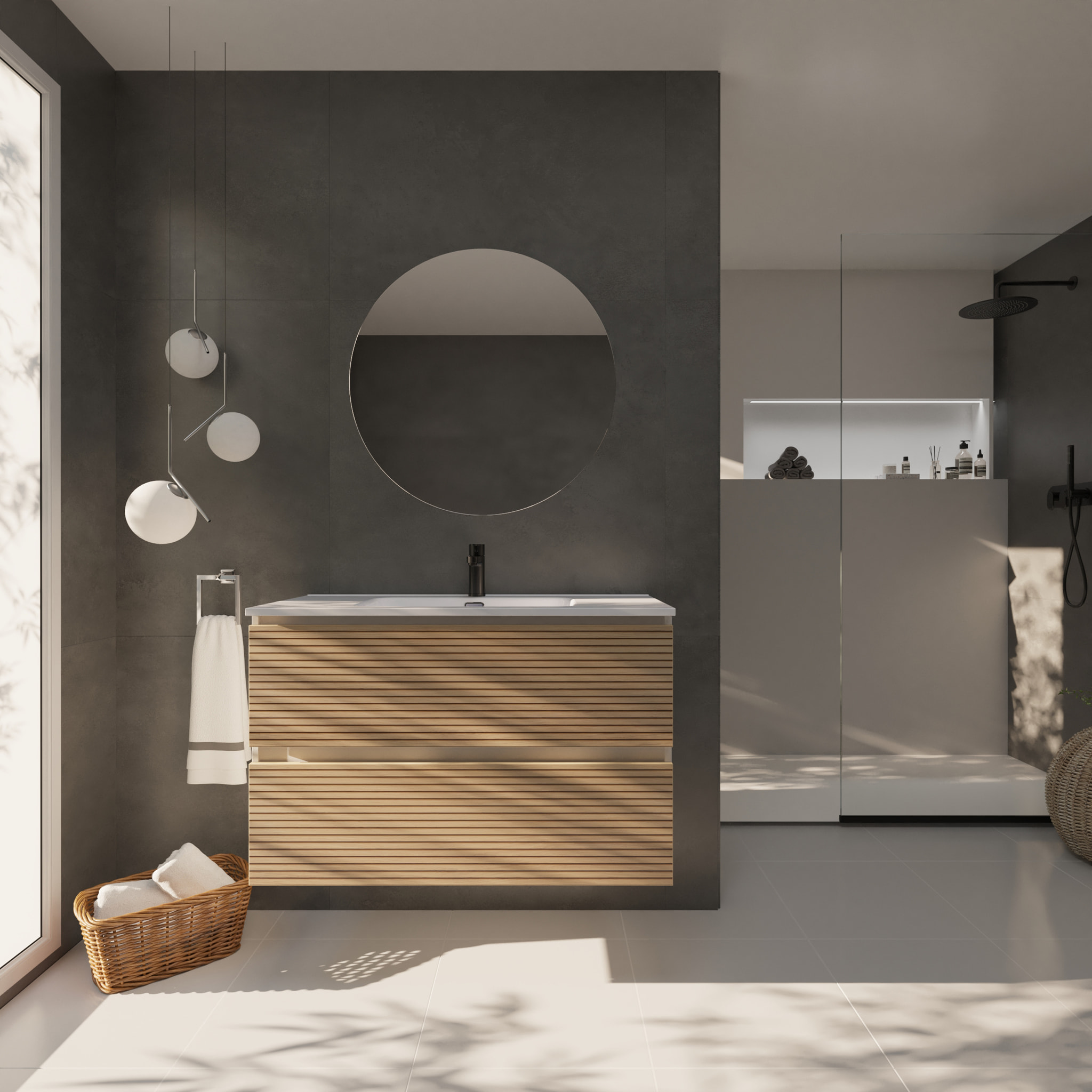 YINU SALLE DE BAIN | 100 CM BLANC - SOLOMON | DEUX TIROIRS | LAVABO ENCASTRÉ | N'INCLUT PAS LE MIROIR | ALDAY