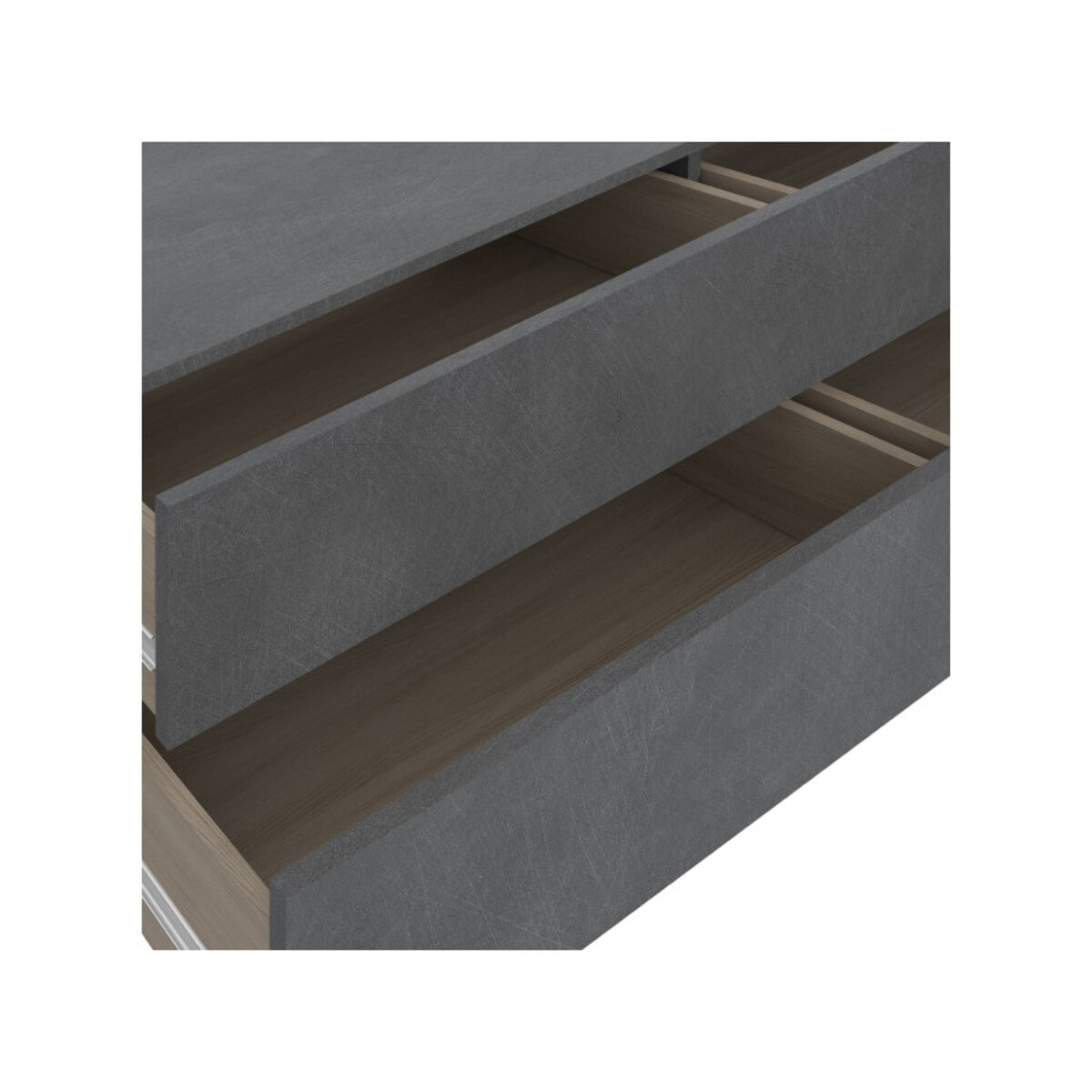 Meuble TV finition béton gris et tiroirs avec système push open - UNIVERSE