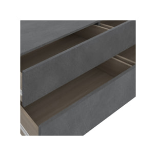 Meuble TV finition béton gris et tiroirs avec système push open - UNIVERSE