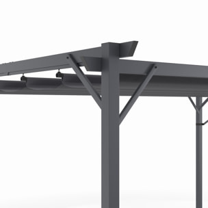 Pergola Marina en acier et toit rétractable gris 3x4m - Structure gris anthracite, toile et stores gris anthracite