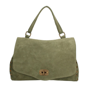 Borsa a mano da donna Made in Italy - Modello Zelia Elite - Pelle scamosciata - 37.0 x 22.0 x 15.0 cm