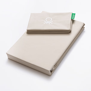 Set 2pc cama (funda nórdica 155x220cm + funda de almohada 80x80cm) 200tc 100% algodón beige y blanco neutral be