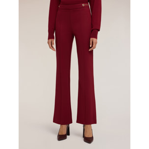 Motivi - Pantalones acampanados con estampado de ojales - Burgundy