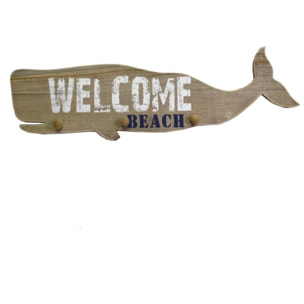 Appendino mare in legno da 3 posti, balena cm55x15x4,5