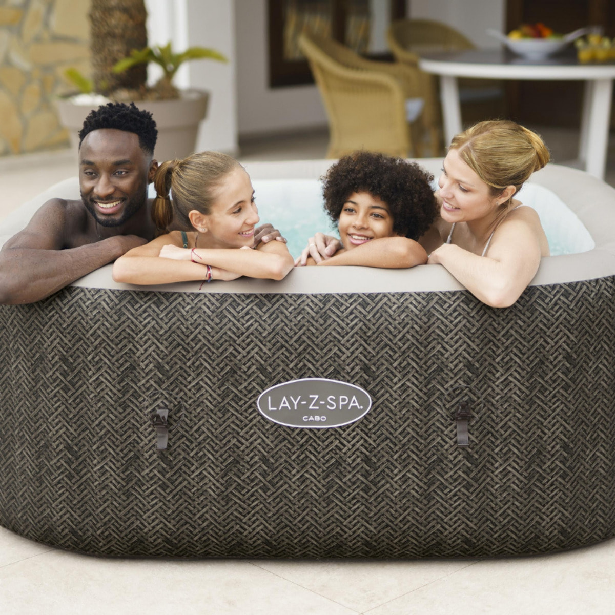 Bestway Spa gonflable carré Lay-Z-Spa Cabo Smart HydroJet EnergySense avec WiFi 4-6 personnes