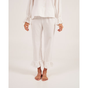 Pantalón de pijama de mujer con volante en el tobillo