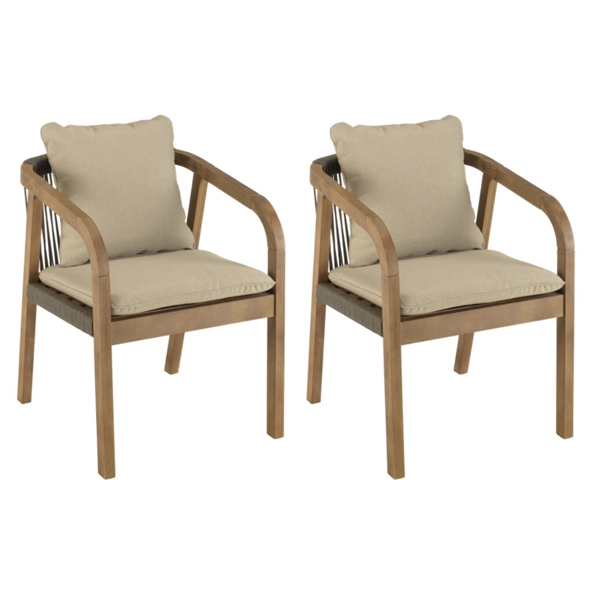 CELESTIN - Lot de 2 fauteuils bois acacia/cordage synth. vert sapin