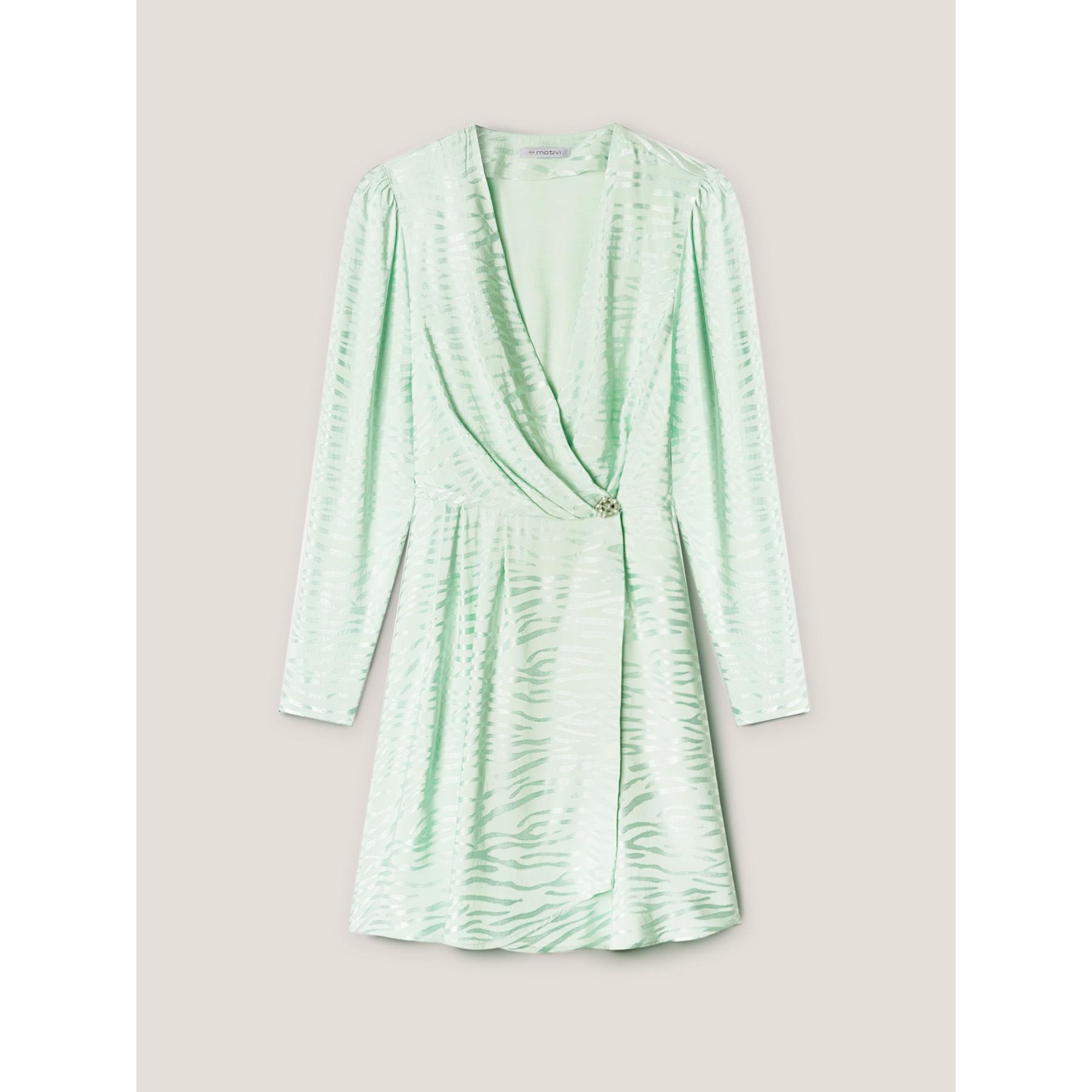 Motivi - Vestido de portafolio en raso jacquard - Green Water