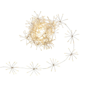 Guirlande lumineuse à pompons d'intérieur 4 m 400 LED blanc chaud fil cuivre à piles
