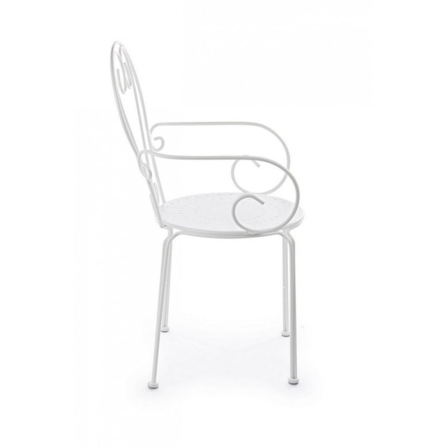 Set di 4 sedie ETIENNE in acciaio bianco impilabili, con braccioli