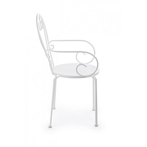 Set di 4 sedie ETIENNE in acciaio bianco impilabili, con braccioli