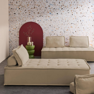 Lot de 2 chauffeuses DAO 2 places pour canapé modulable tissu capitonné beige