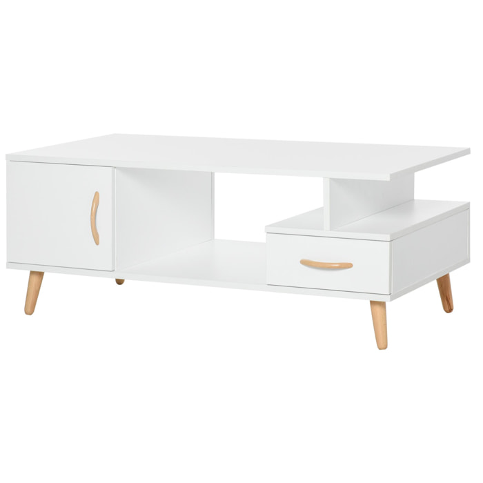 Table basse rectangulaire design scandinave blanc